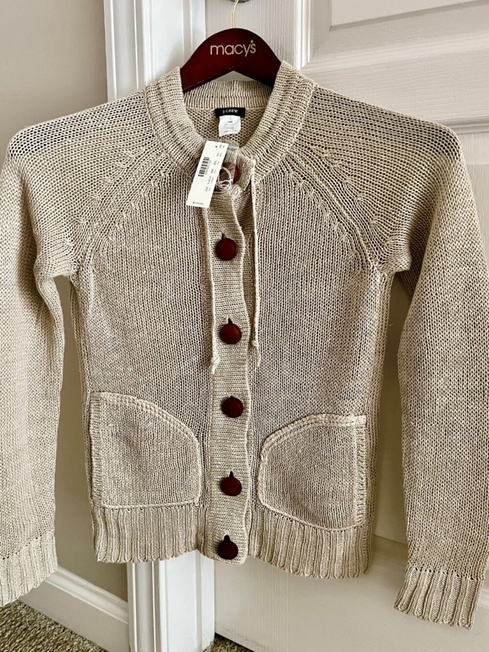 *NWT* J.CREW Long Sleeve Button-Down Cardigan / With Leather Buttons, Size (XXS)